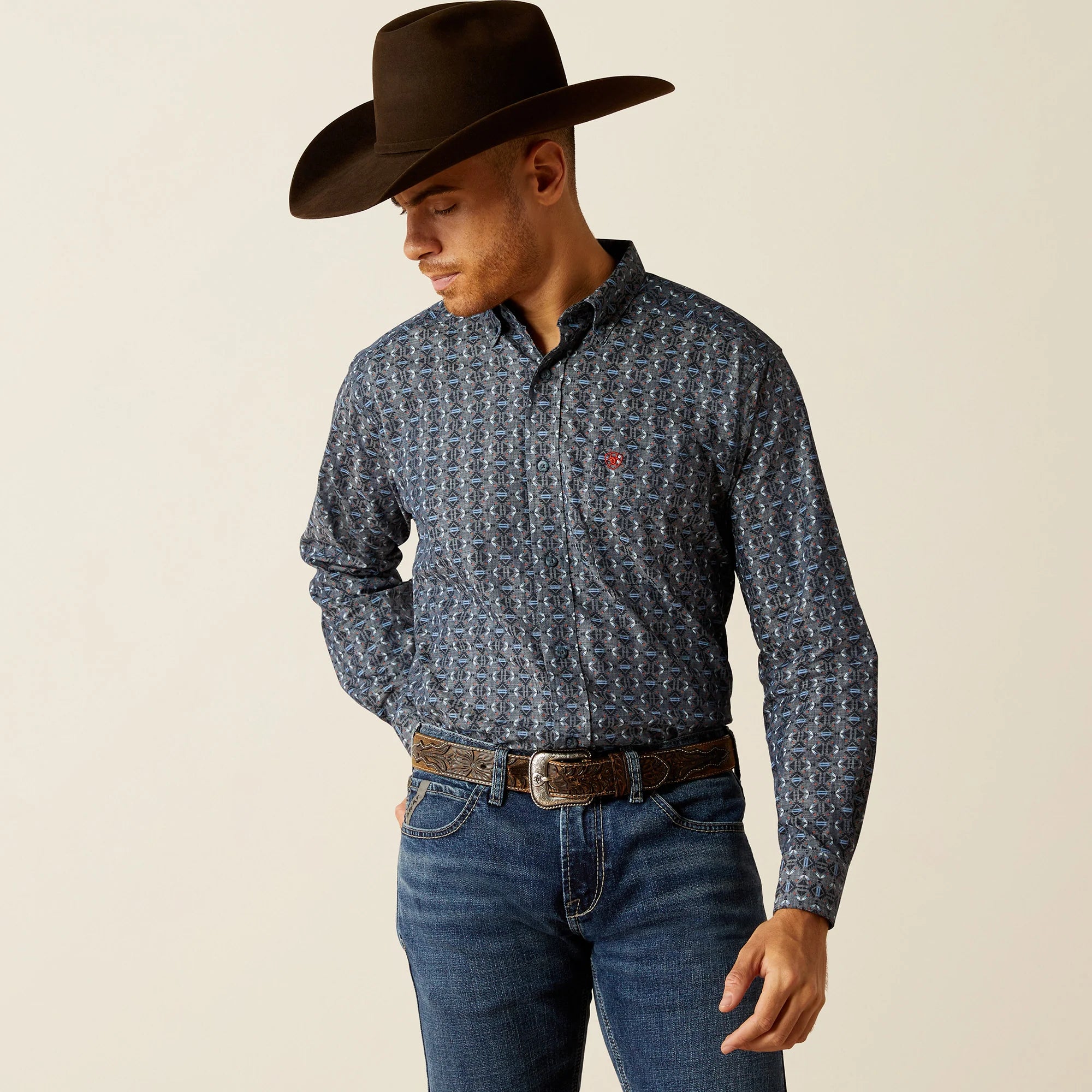 Men's Ariat Rochard Classic Fit Shirt - Chambray Blue