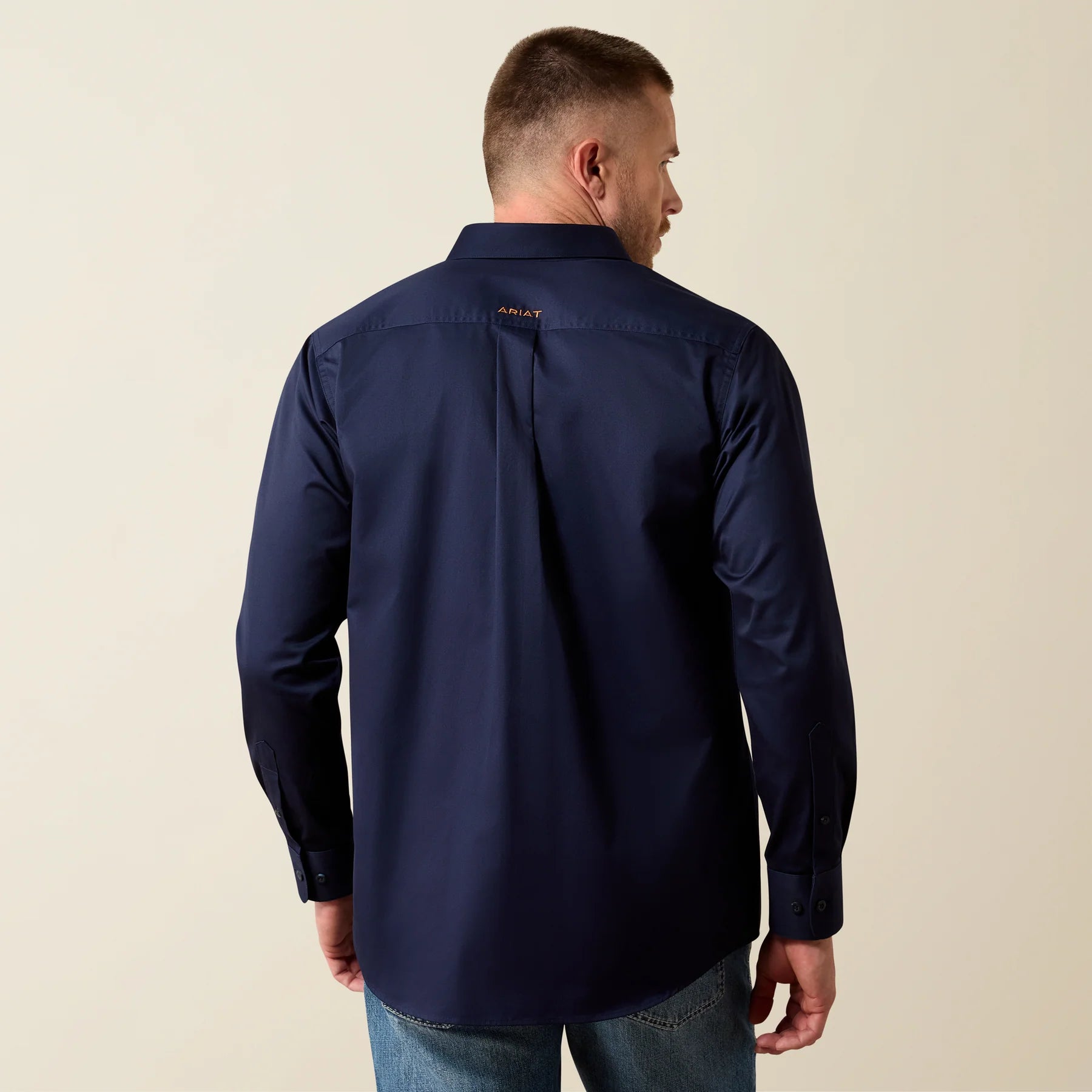 Ariat Men's Solid Twill Classic Fit Shirt-Navy