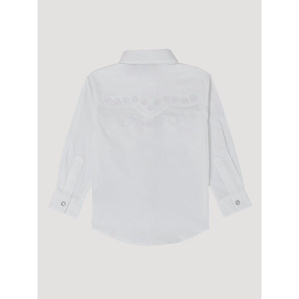 WRANGLER GIRL'S CLASSIC LONG SLEEVE WESTERN SNAP SHIRT-WHITE