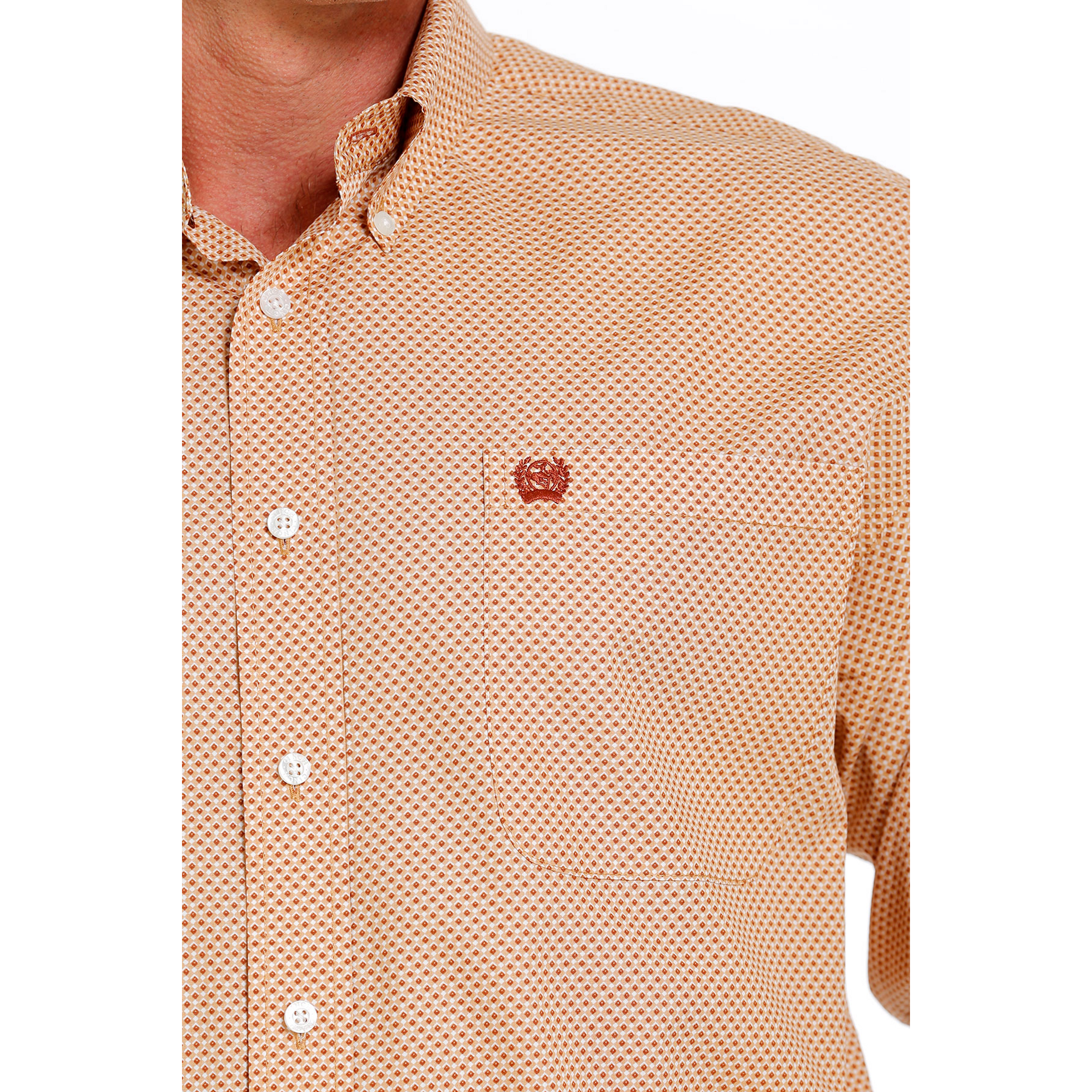 Cinch Men's Geometric Print Long Sleeve Shirt - Khaki