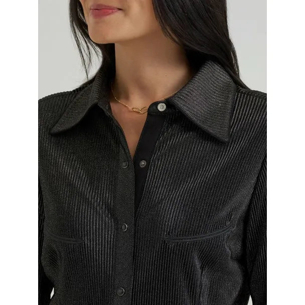 Women's Wrangler Lainey Wilson x Wrangler Long Sleeve Shirt-Black Shimmer - CWesternwear