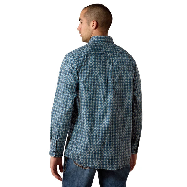Men's Ariat Lex Classic Fit Shirt-Real Teal Southwest Geo Print