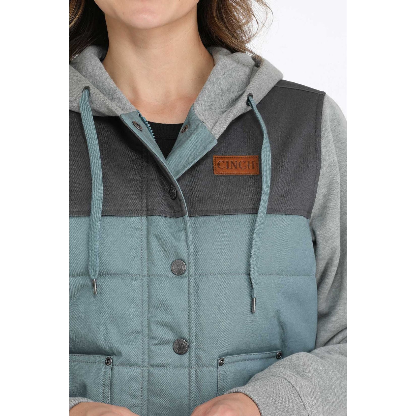 Cinch Women's Color Blocked Canvas Hooded Jacket-Blue