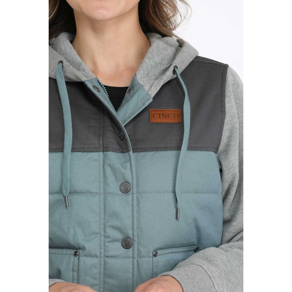 Cinch Women's Color Blocked Canvas Hooded Jacket-Blue