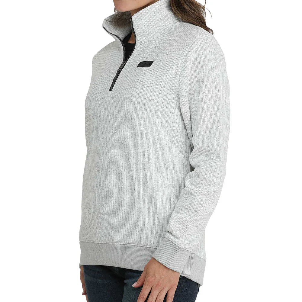 Cinch Women's 1/4 Zip Pullover Sweater-Gray