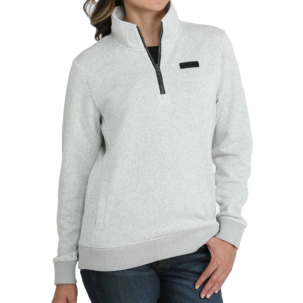 Cinch Women's 1/4 Zip Pullover Sweater-Gray
