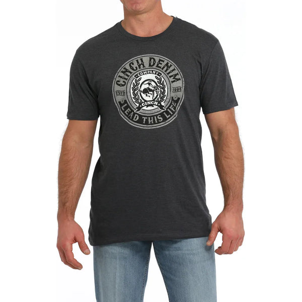 Men's Cinch Denim Logo Tee-Grey
