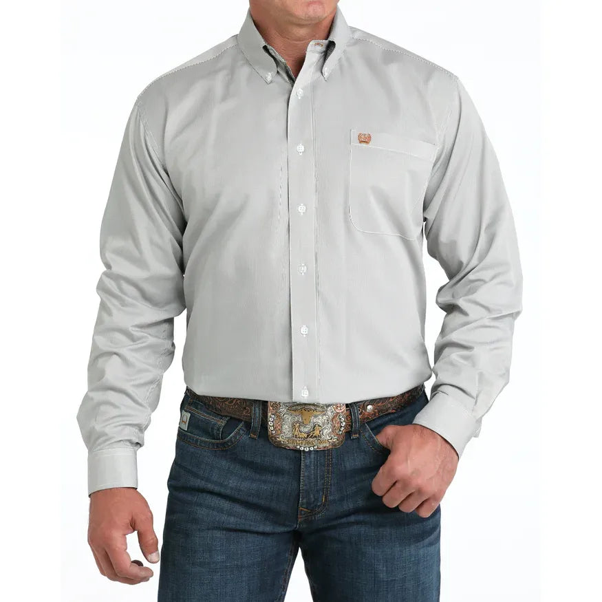 Men's Cinch Tencel Stripe Button-Down Western Shirt-Olive