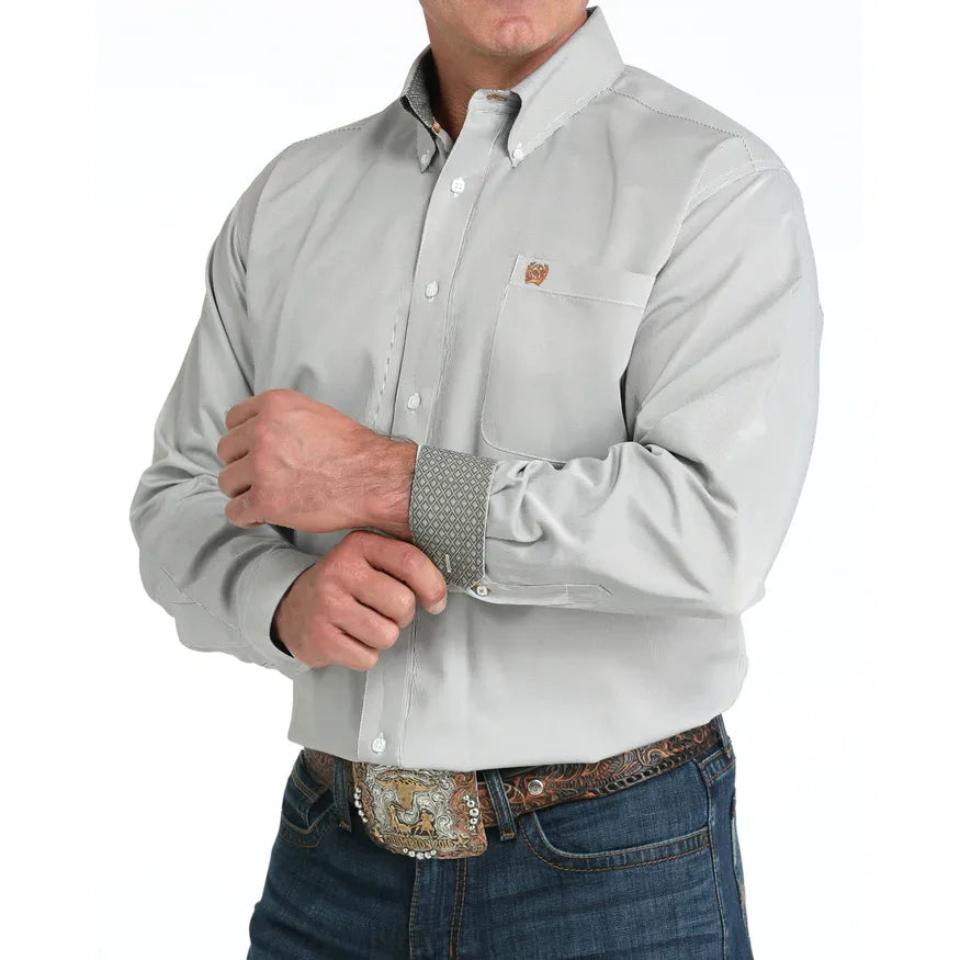 Men's Cinch Tencel Stripe Button-Down Western Shirt-Olive