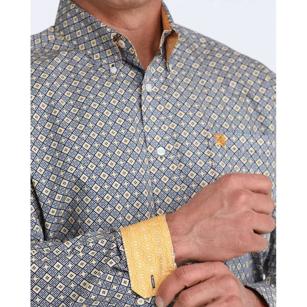 Men's Cinch Print Button-Down Western Shirt-Royal