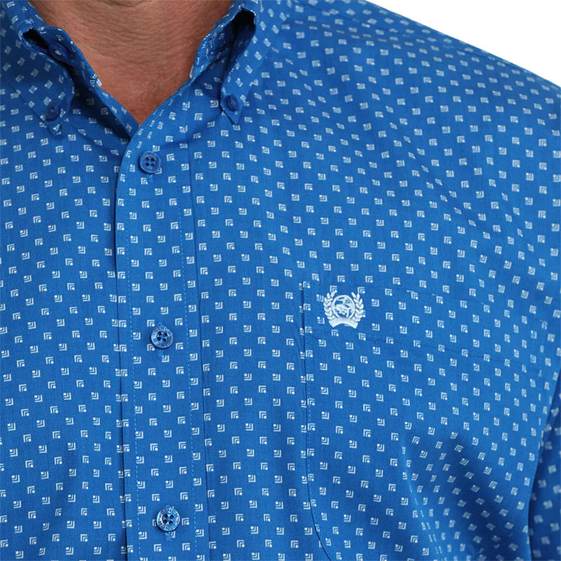 Men's Cinch Plaid Print Short Sleeve Shirt-Royal