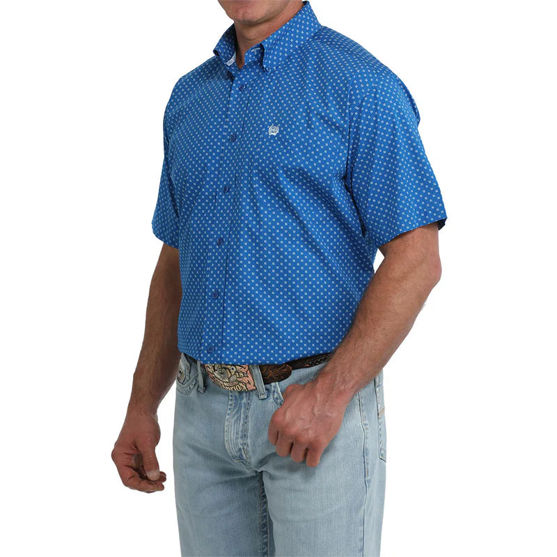 Men's Cinch Plaid Print Short Sleeve Shirt-Royal
