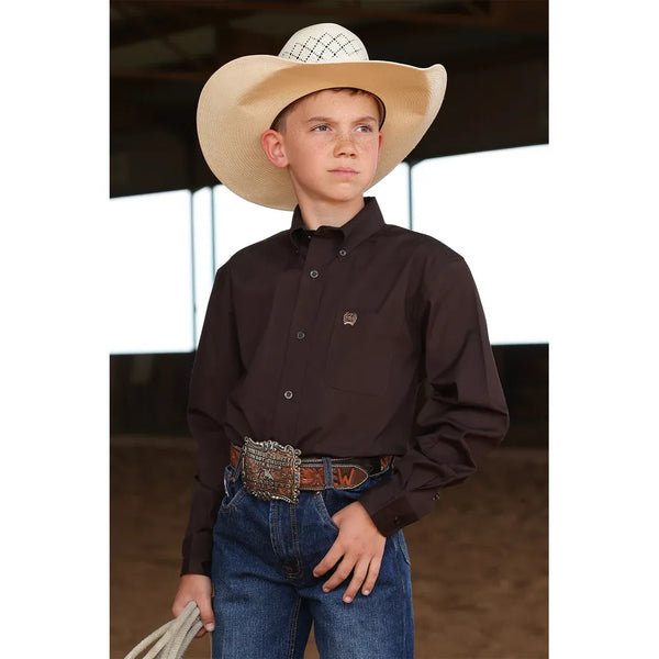 Baby/Toddler/Boy's Cinch Solid Button-Down Western Shirt-Brown