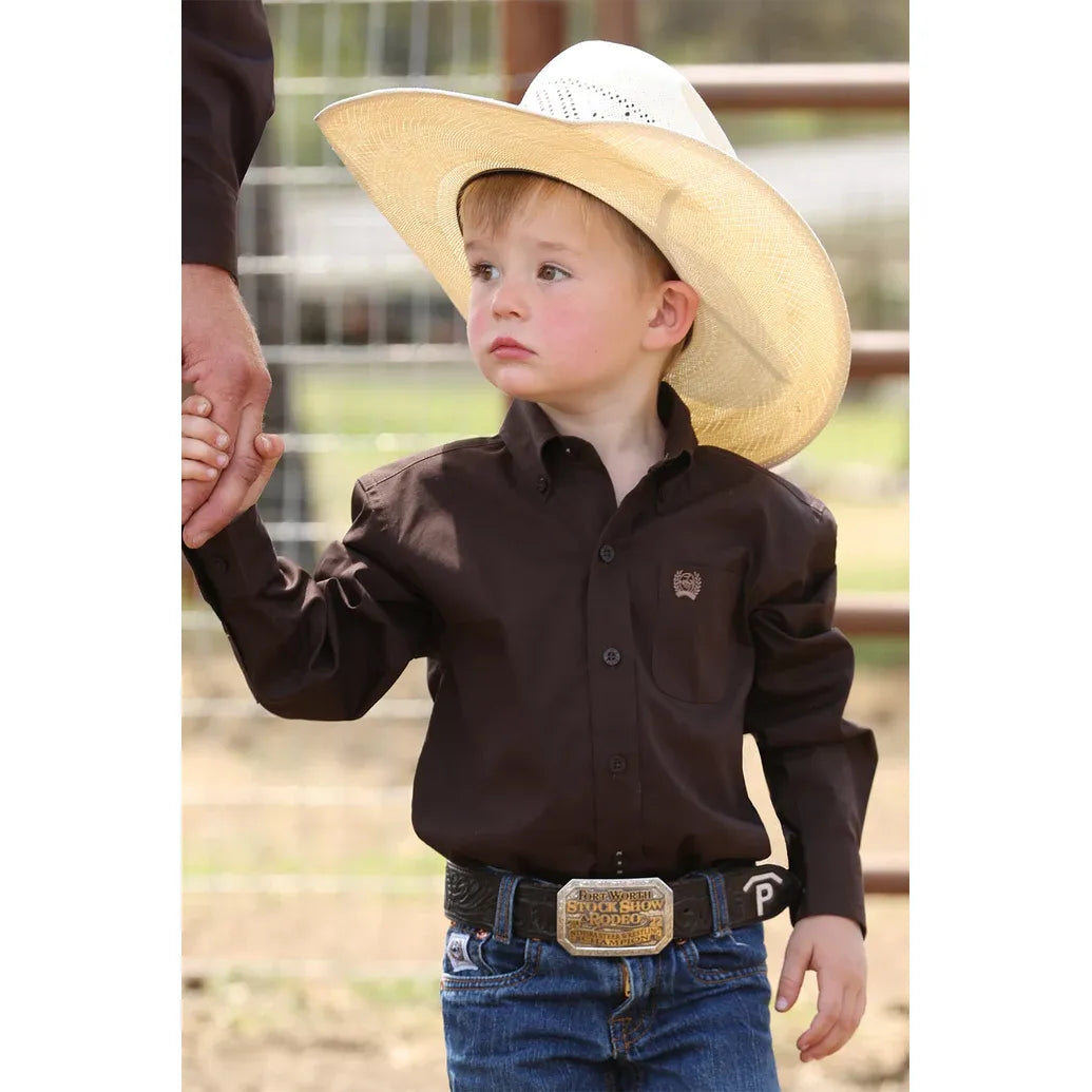 Baby/Toddler/Boy's Cinch Solid Button-Down Western Shirt-Brown