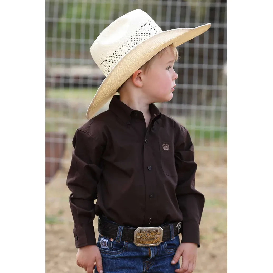 Baby/Toddler/Boy's Cinch Solid Button-Down Western Shirt-Brown