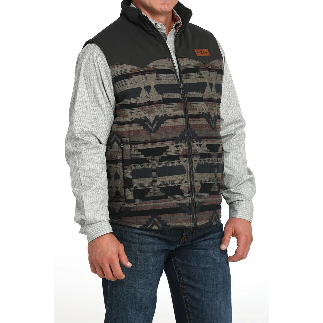 Men's Cinch Reversible Quilted Vest-Aztec Print/Brown