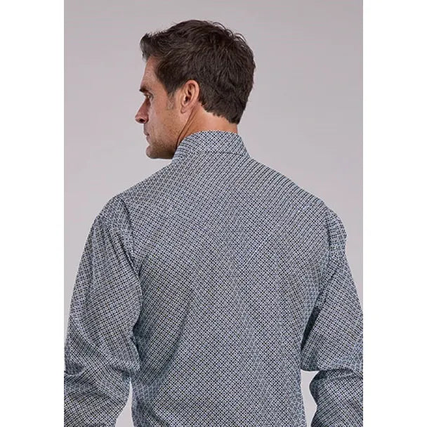 Men's Stetson Snap 2 Pocket Geo Print-Navy Geo Print - CWesternwear