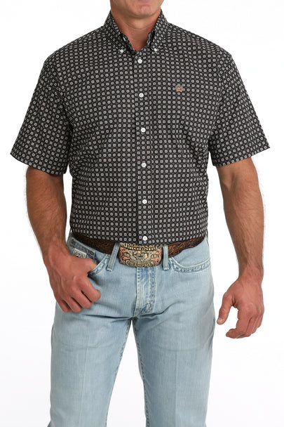 Men's Cinch Plaid Print Short Sleeve Shirt-Navy