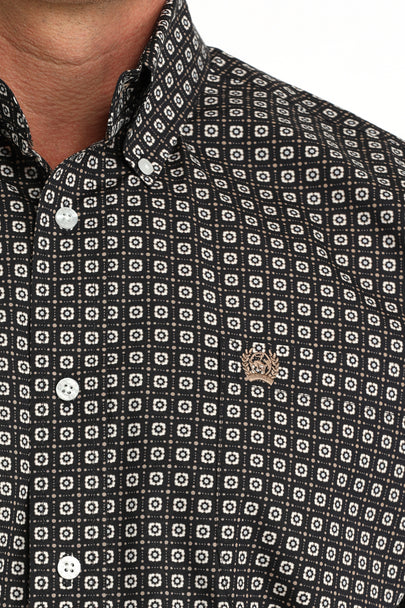Men's Cinch Plaid Print Short Sleeve Shirt-Navy