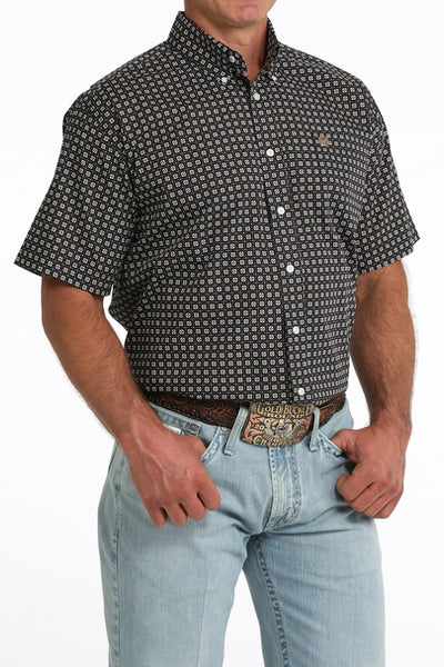 Men's Cinch Plaid Print Short Sleeve Shirt-Navy