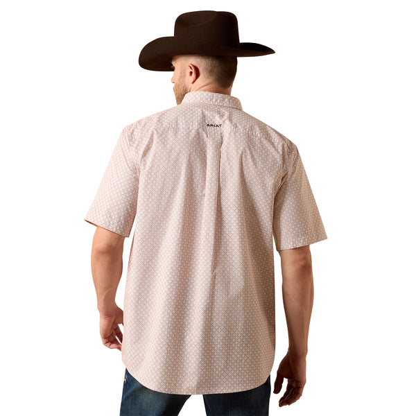 Men's Ariat Nels Short Sleeve Shirt-Almond Oil Geo Print