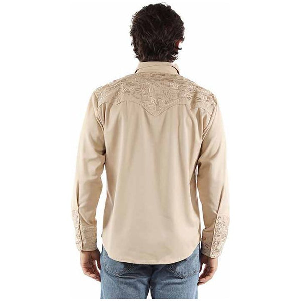 Men's Scully Floral Embroidered Long Sleeve Sand