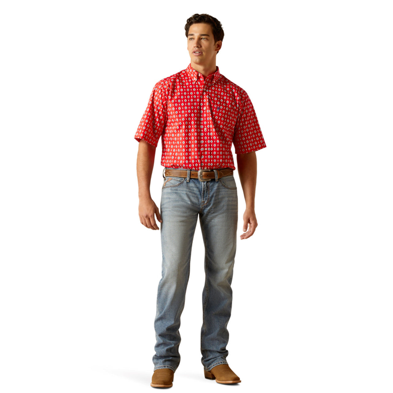 Men's Ariat Decker Classic Fit Short Sleeve  in Beacon Red
