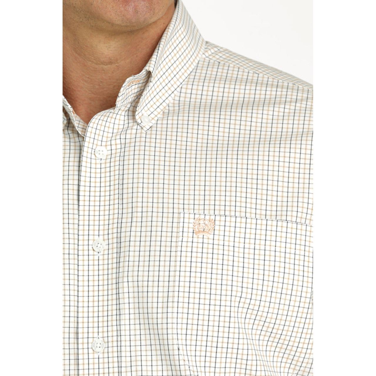 MEN'S CINCH PLAID BUTTON-DOWN WESTERN SHORT SLEEVE SHIRT - WHITE