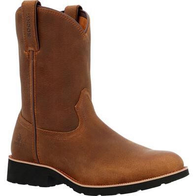 Men's Rocky Monocrepe Unlined Pull-On Western Boot-Brown