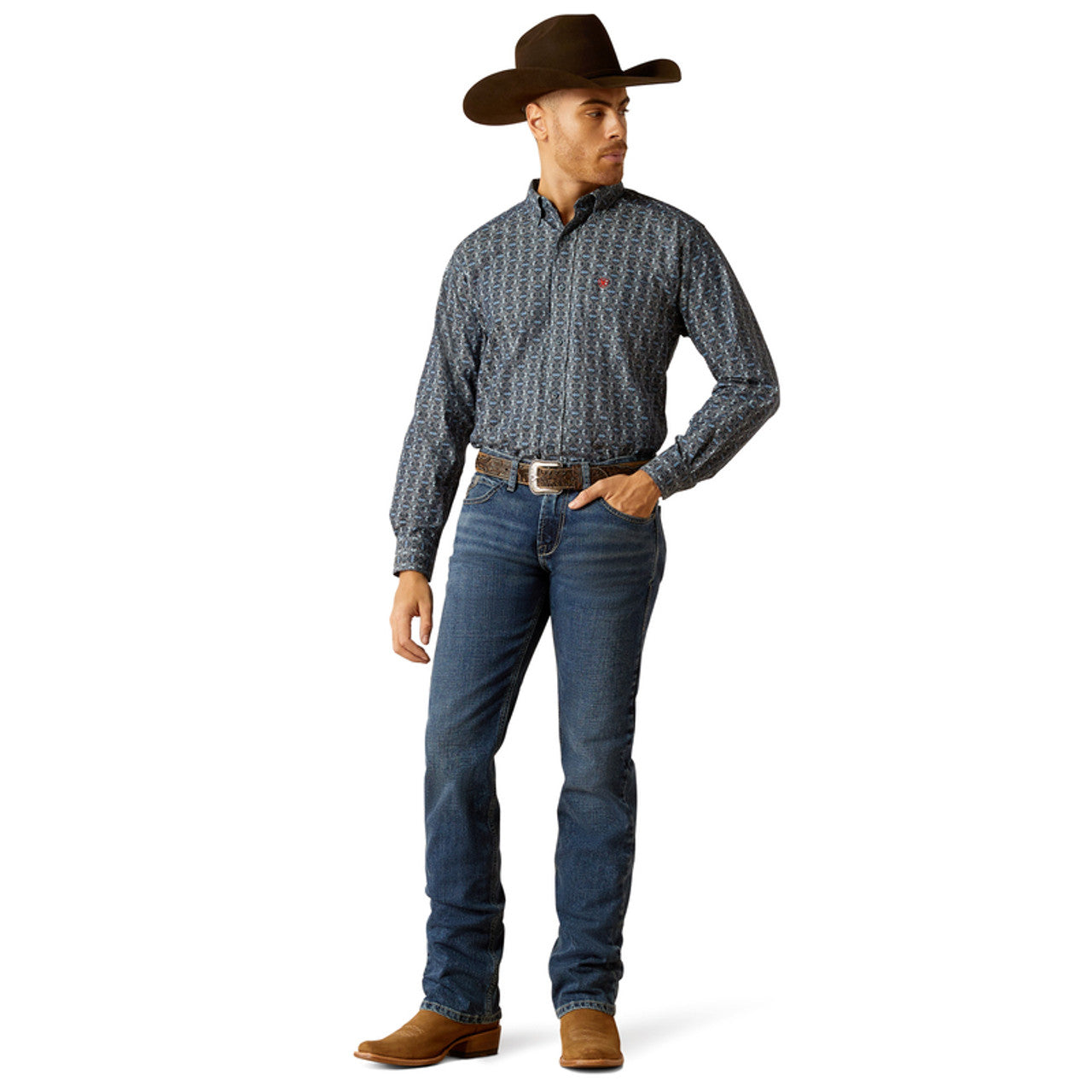 Men's Ariat Rochard Classic Fit Shirt - Chambray Blue