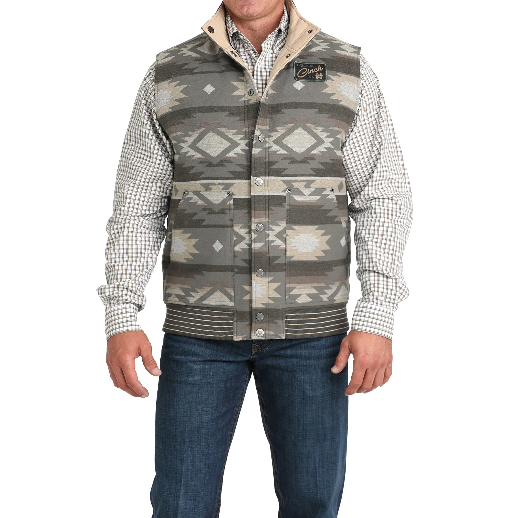 Men's Cinch Reversible Quilted Vest-Aztec Print/Green