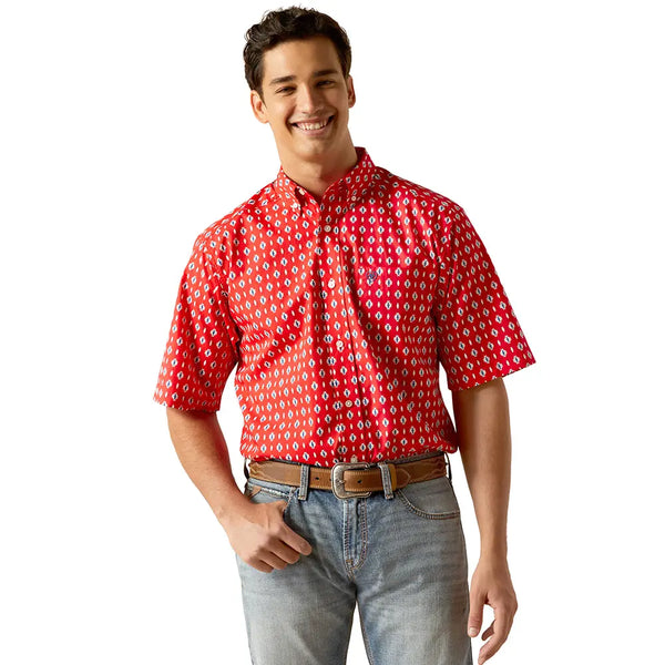 Men's Ariat Decker Classic Fit Short Sleeve  in Beacon Red