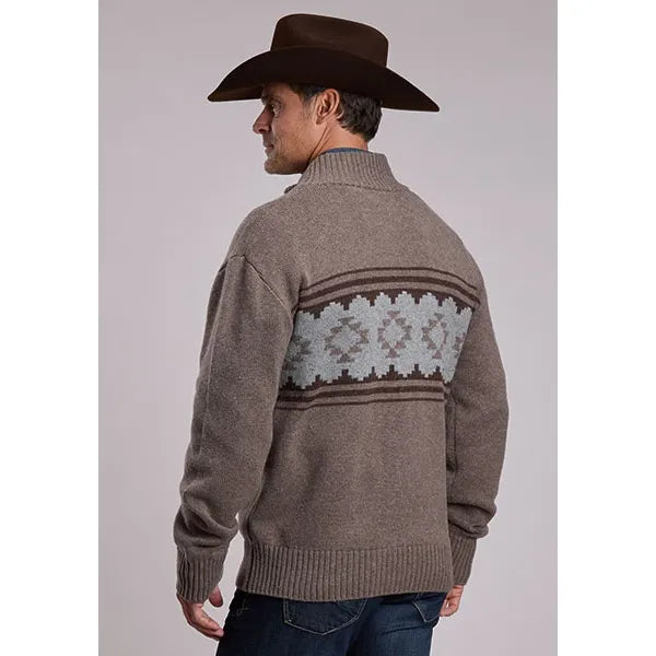 Men's Stetson Full Zip Sweater/Cardigan-Serape Horse Border