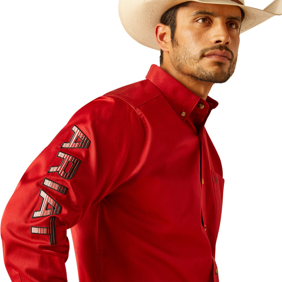 Men's Ariat Team Logo Twill Long Sleeve Shirt- Red