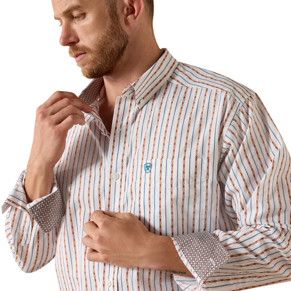 Men's Ariat Wrinkle Free Augustine Classic Fit Shirt-White - CWesternwear
