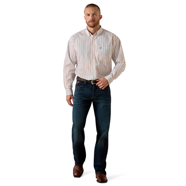 Men's Ariat Wrinkle Free Augustine Classic Fit Shirt-White - CWesternwear