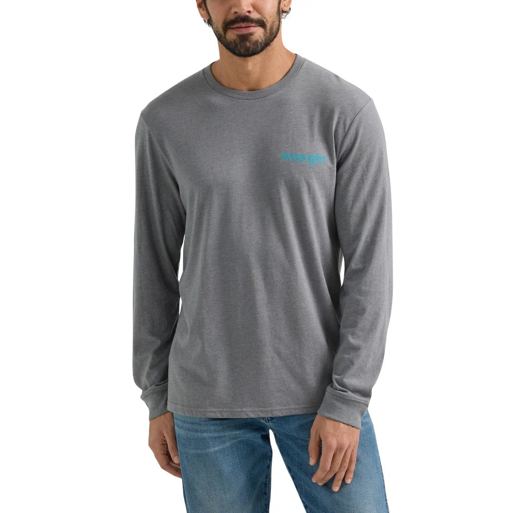 Men's Wrangler Graphic Print Long Sleeve T-shirt-Gray