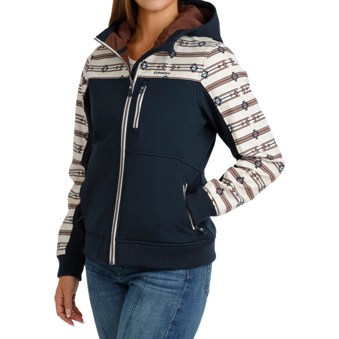 Cinch Women's Bonded Hooded Jacket-Navy Stripe