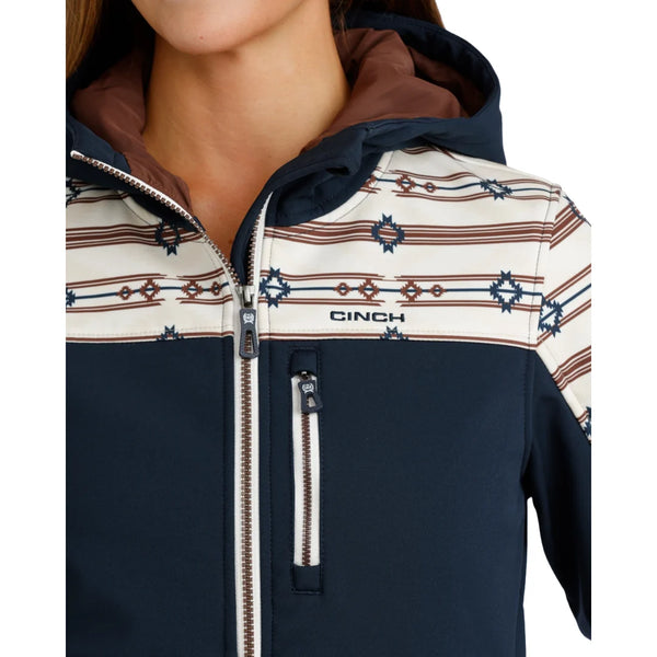 Cinch Women's Bonded Hooded Jacket-Navy Stripe