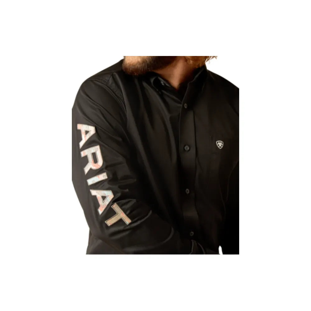 Men's Ariat Team Logo Twill Fitted Shirt- Black