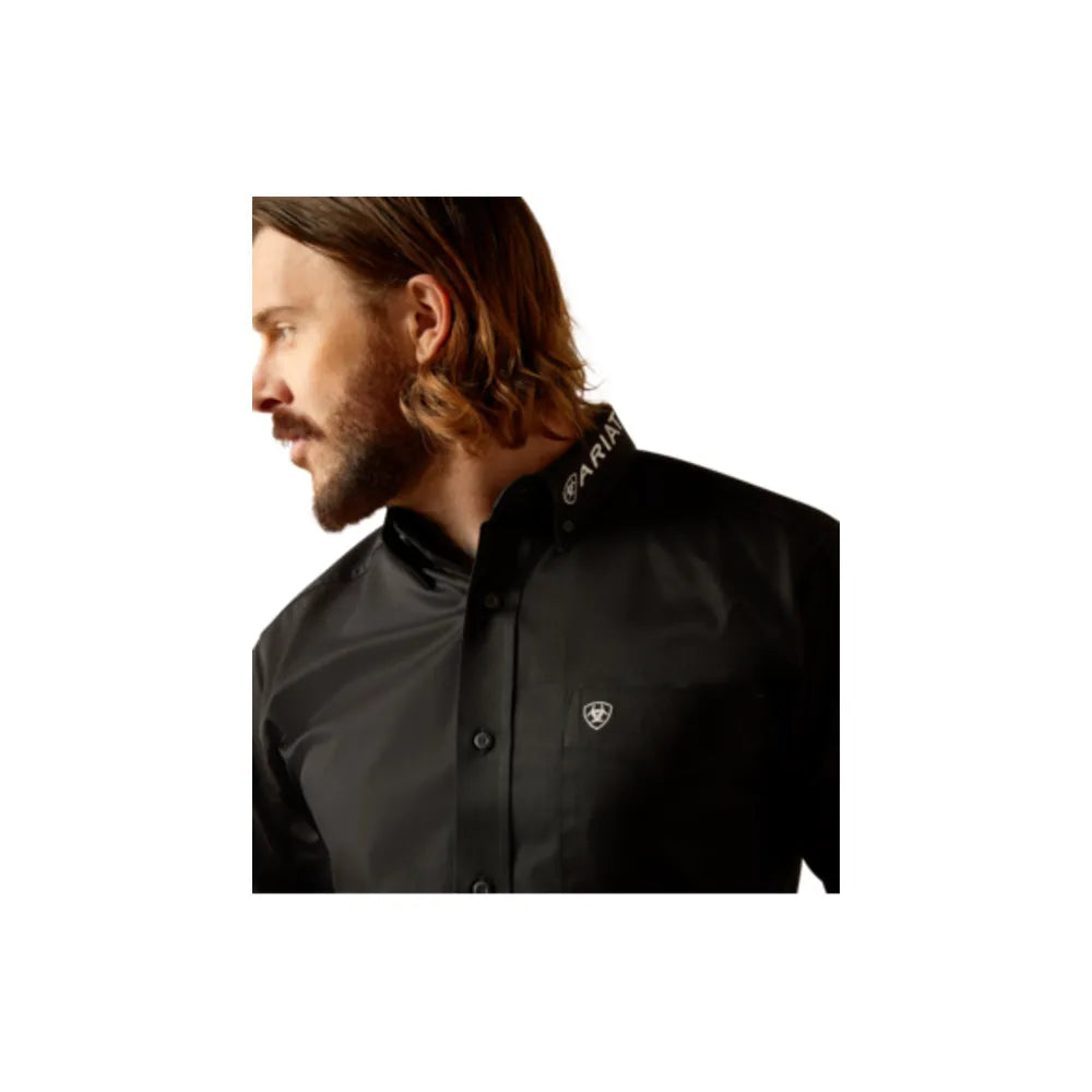 Men's Ariat Team Logo Twill Fitted Shirt- Black