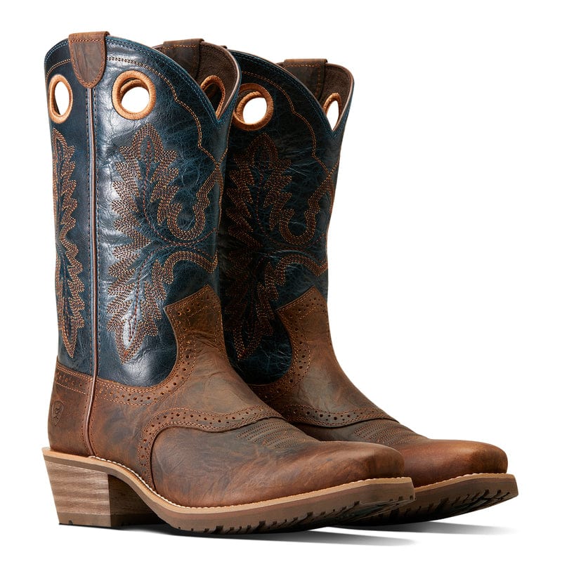 Men's Ariat Hybrid Roughstock Square Toe Western Boot - Fiery Brown Crunch