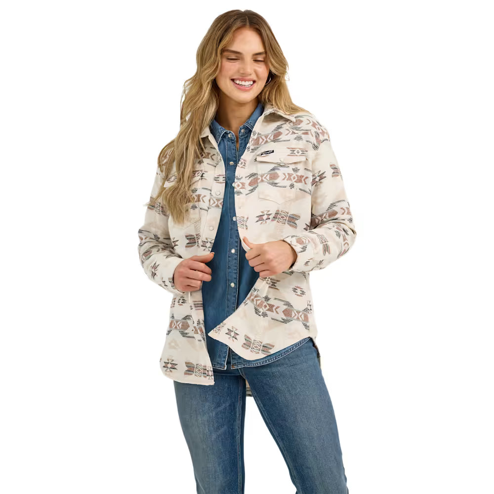 Women's Wrangler Retro Punchy Unlined Boyfriend Shacket-Cream