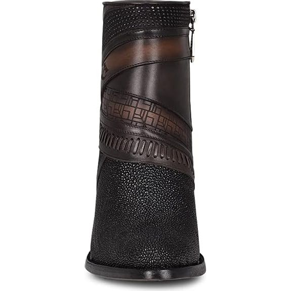 Cuadra Women's Black Short Boot Genuine Stingray Leather with Zipper