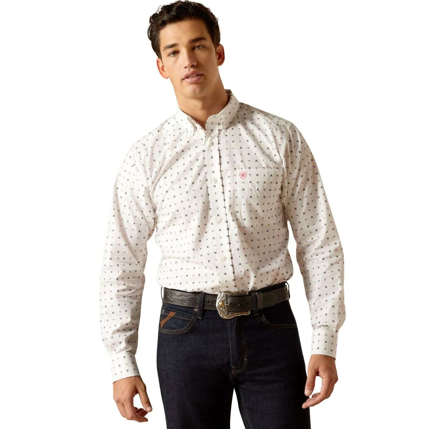 Men's Ariat Wrinkle Free Blaze Fitted Shirt - White