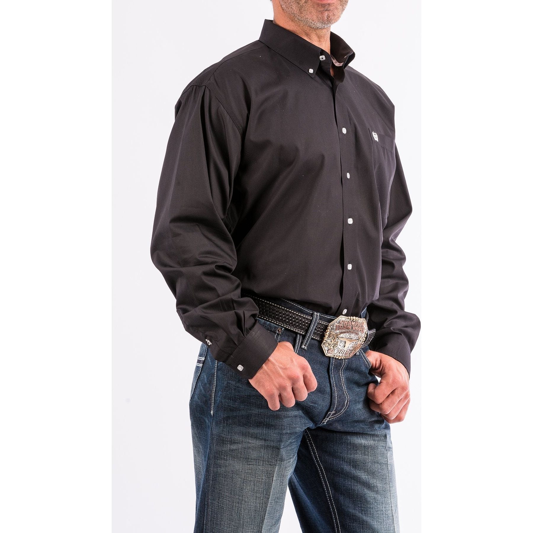 Men's Cinch Solid Black Button-Down Western Shirt