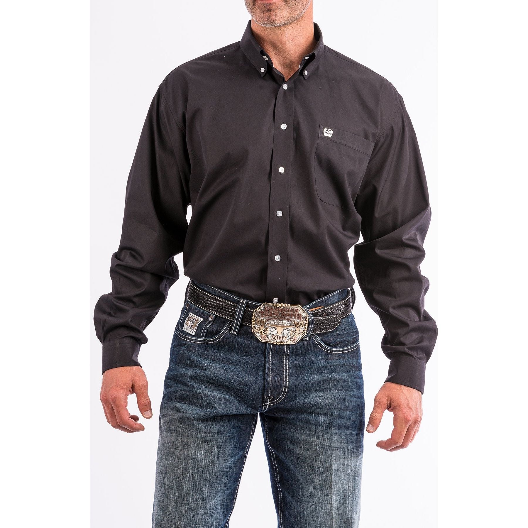 Men's Cinch Solid Black Button-Down Western Shirt