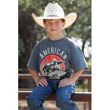 Boy's American Cinch Tee - Charcoal