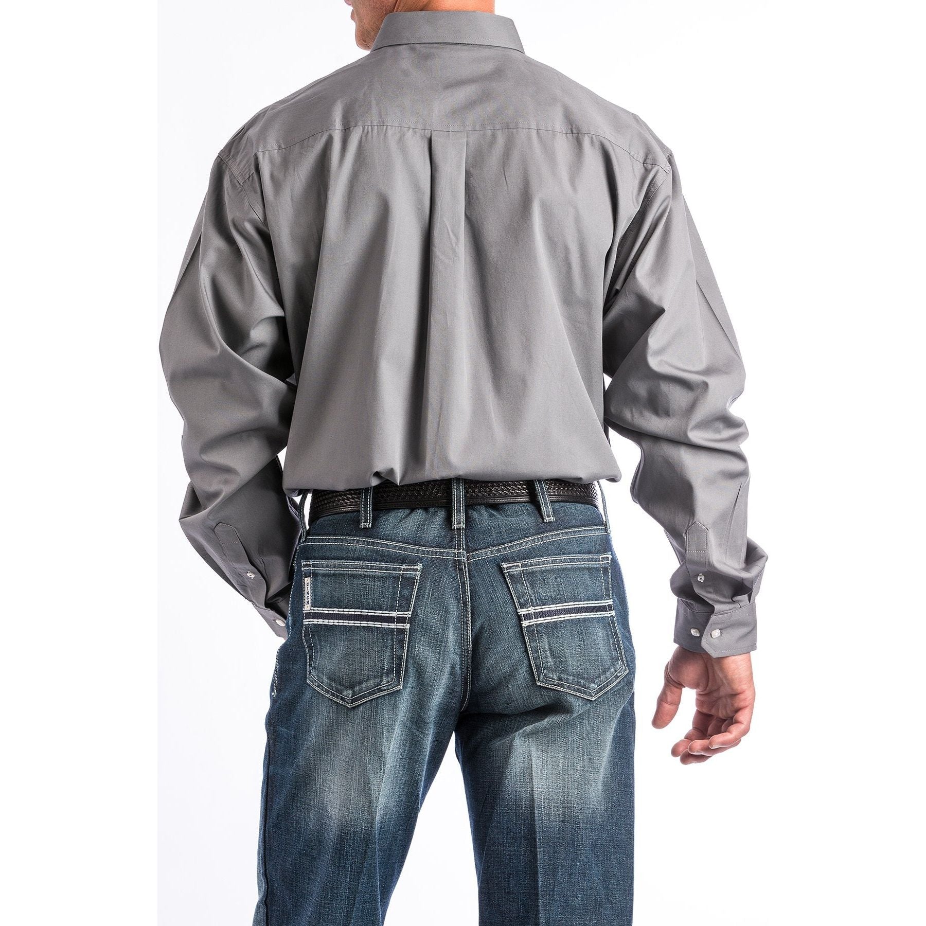 Men's Cinch Solid Gray Button-Down Western Shirt