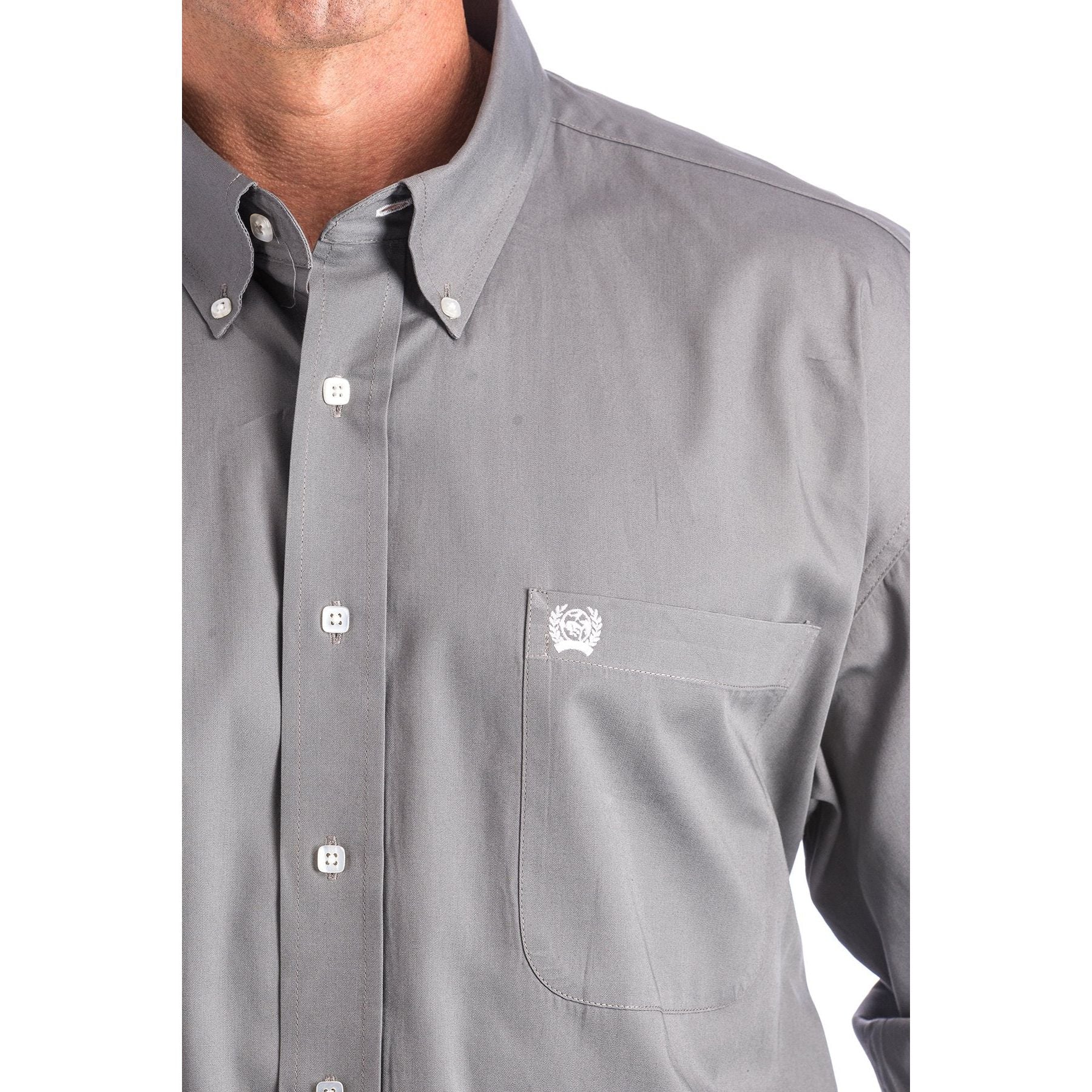 Men's Cinch Solid Gray Button-Down Western Shirt